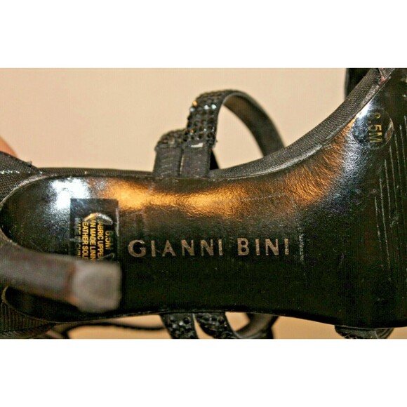 Gianni Bini Heels Sandals Dazzle Black Stones Open Toe Womens Size 8.5M - Picture 7 of 7